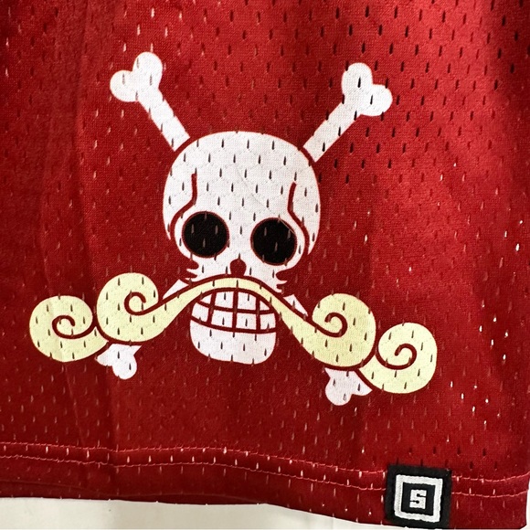 Someslight Mens Jolly Roger Anime Pirate Basketball Mesh Shorts Rust Red Large - Picture 5 of 6